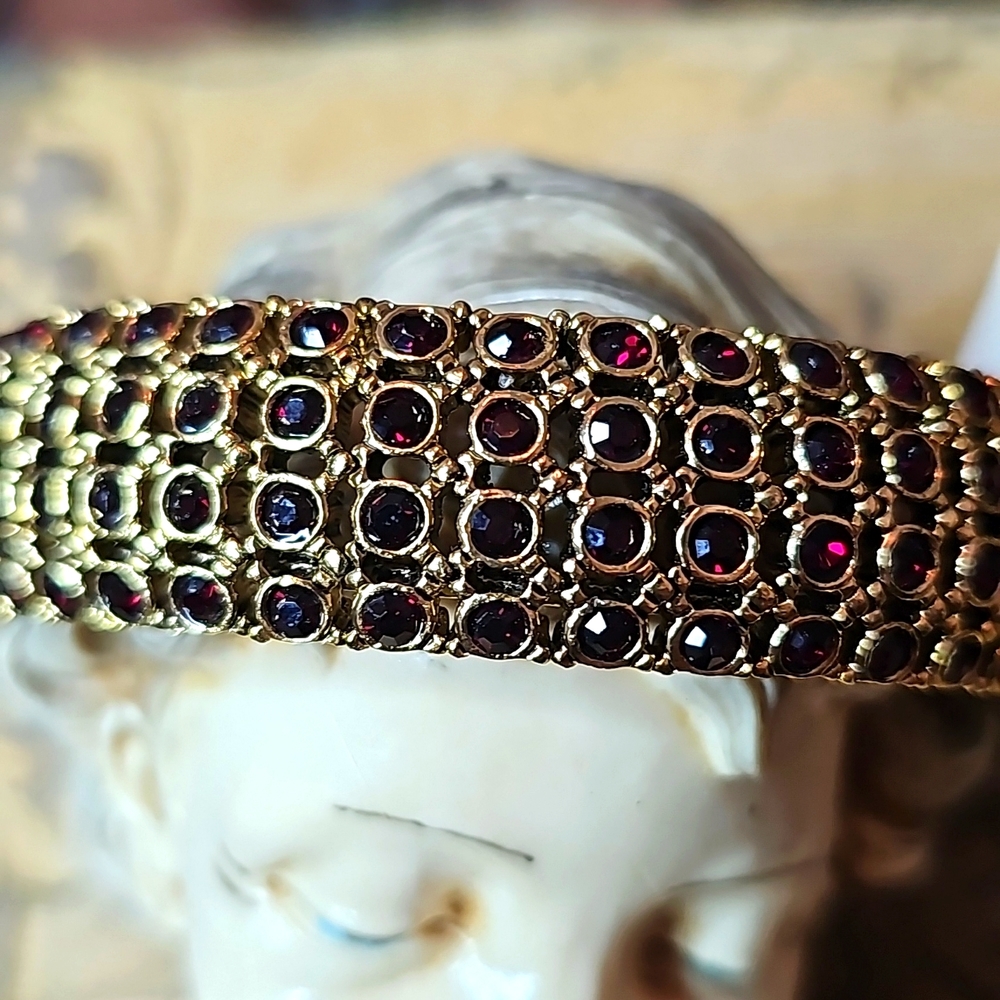 Miriam Haskell Ruby Rhinestone Bracelet - image 2